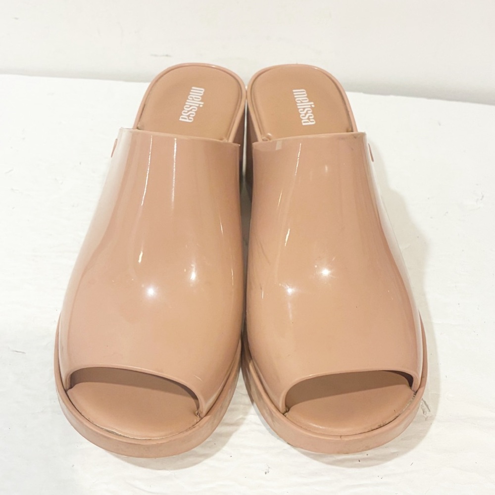 MELISSA Size 10 Pink Jelly Rubber Mule Hype Slip On Heel - Picture 2 of 7